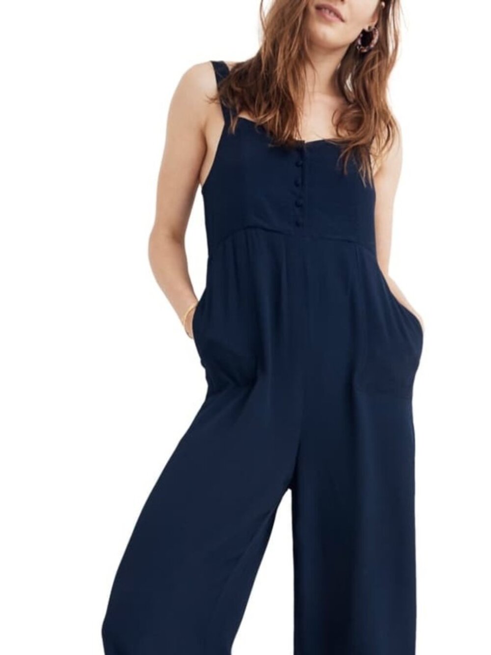 Madewell Crepe Button Front Wide Leg Jumpsuit Size 0